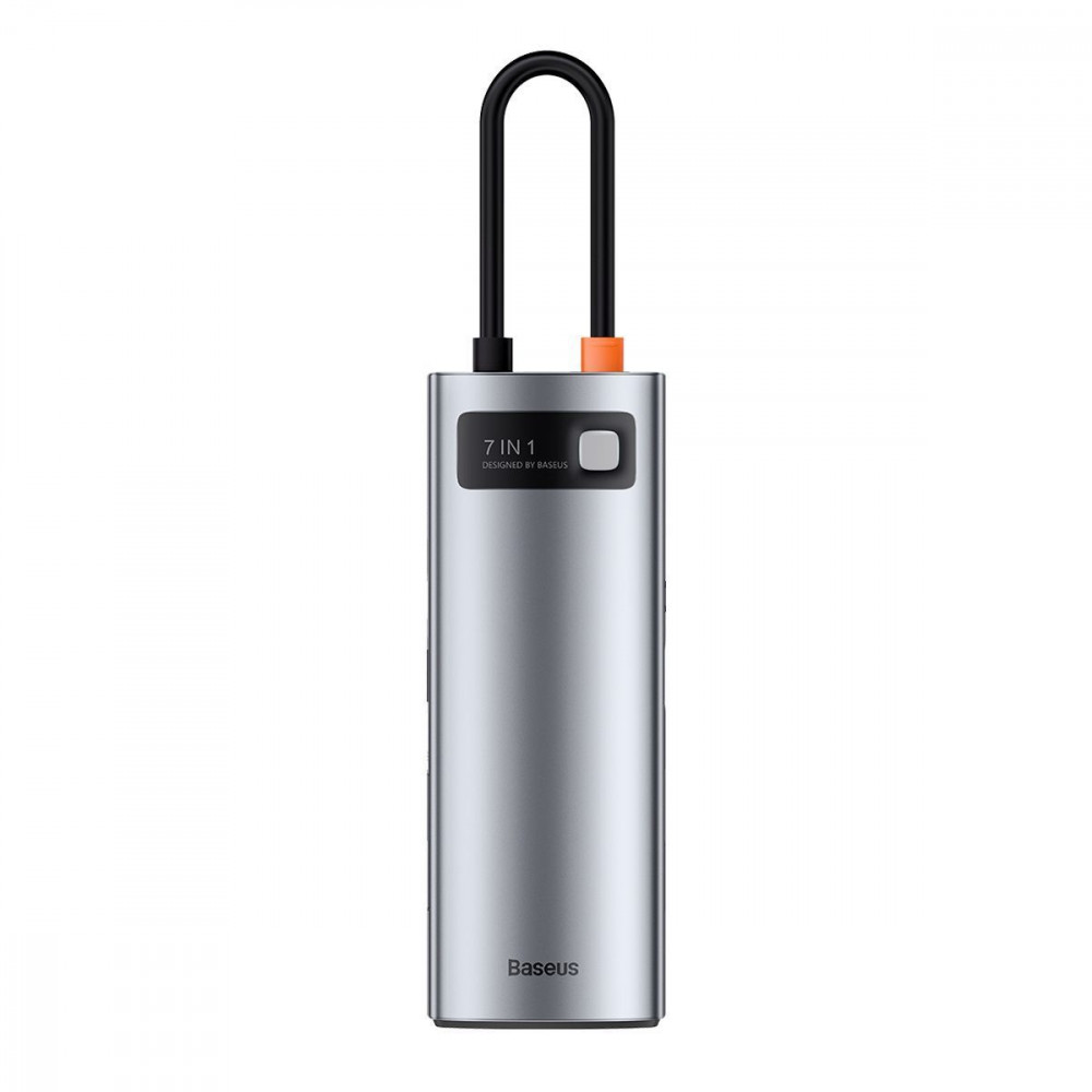 USB-Хаб Baseus Metal Gleam Series 7-in-1 (2xUSB3.0 + 4KHD + Type-C + Type-C PD+ TF + SD) gray