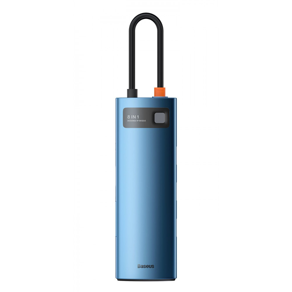 Type-C-Хаб Baseus Metal Gleam Series 8-in-1 Multifunctional (Type-C to HDMI*1+USB3.0*3+PD*1+RJ45*1+SD/TF*1) blue