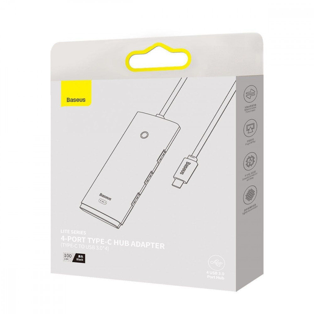 USB-Хаб Baseus Lite Series 4-in-1 (Type-C to USB 3.0*4 ) (1m) white