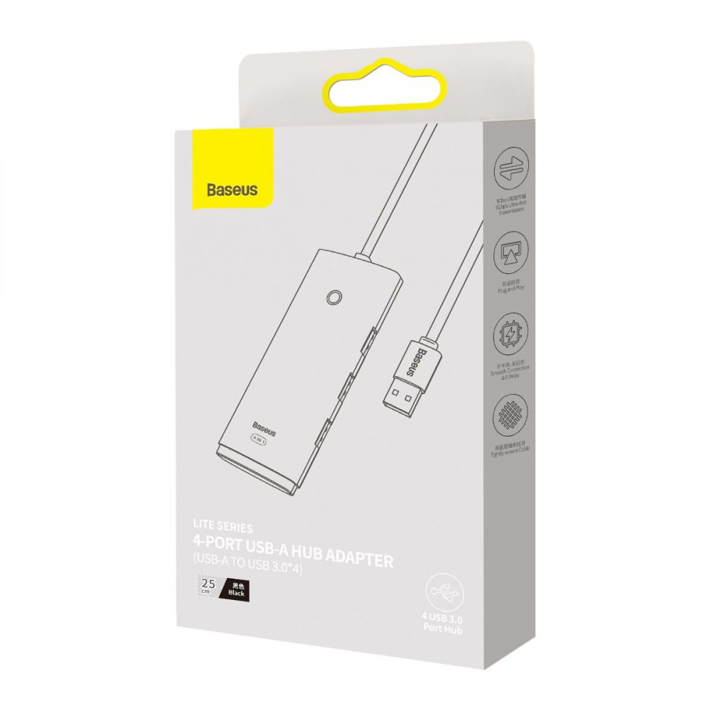 USB-Хаб Baseus Lite Series 4-in-1 (USB-A to USB 3.0*4) (0.25m) white