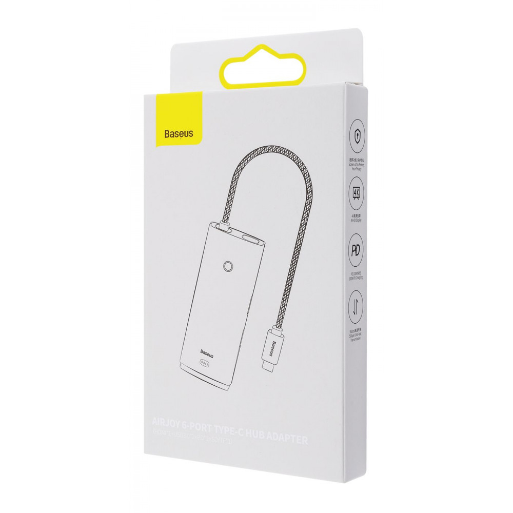 USB-Хаб Baseus Lite Series 6-in-1 (Type-C to HDMI + 2xUSB 3.0 + PD + SD/TF) white