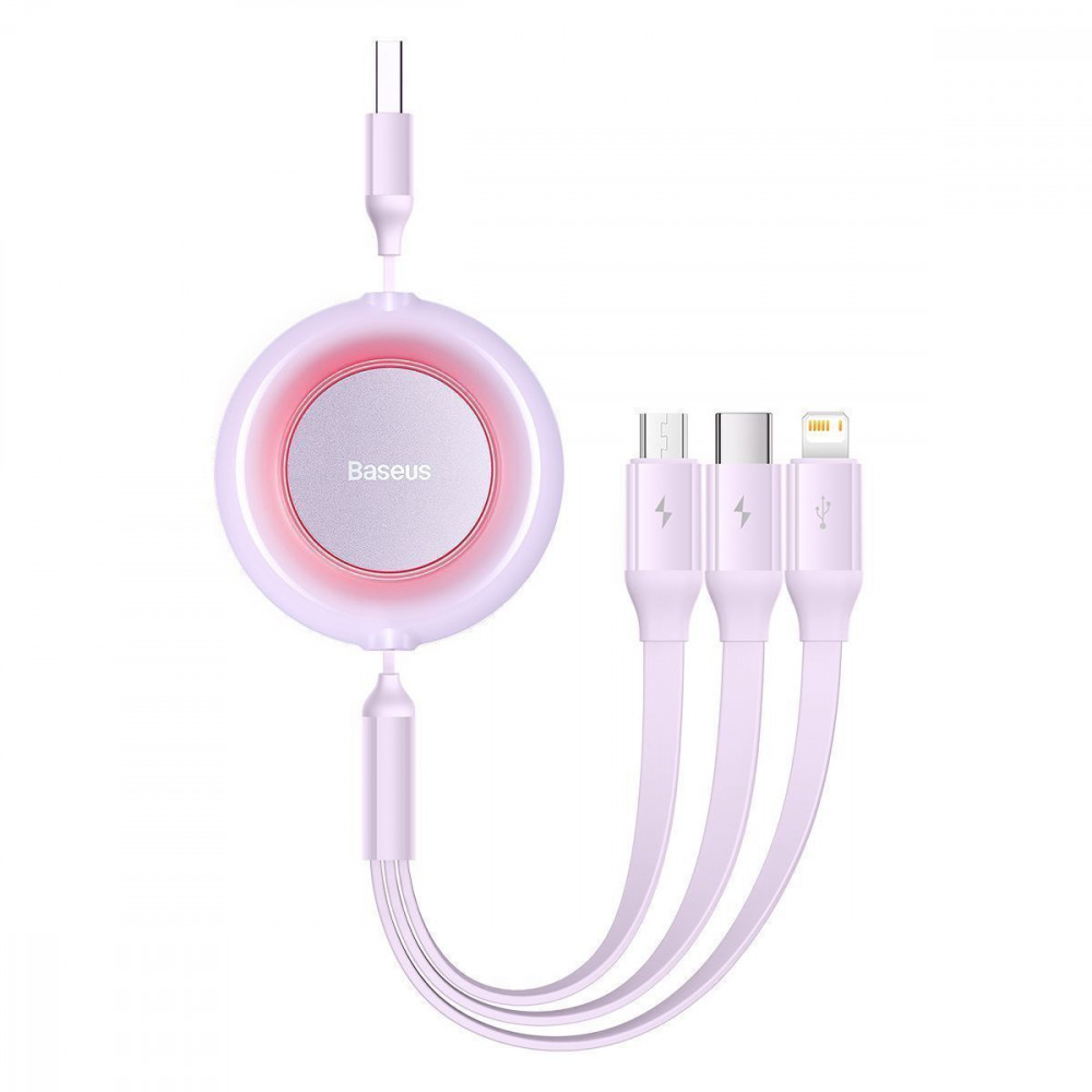 Кабель Baseus Bright Mirror 2 Series 3-in-1 (Micro USB+Lightning+Type-C) 3.5A (1.1m) purple