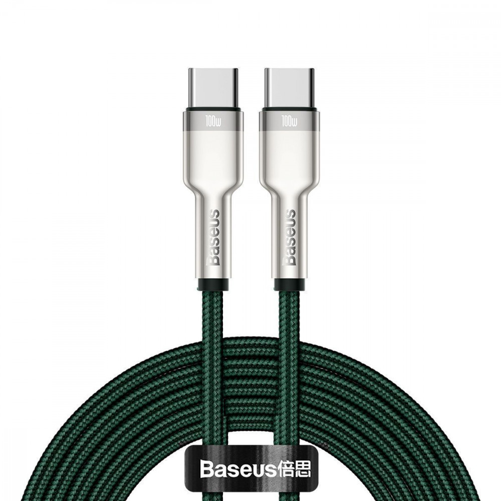 Кабель Baseus Cafule Metal Type-C to Type-C 100W (2m) green
