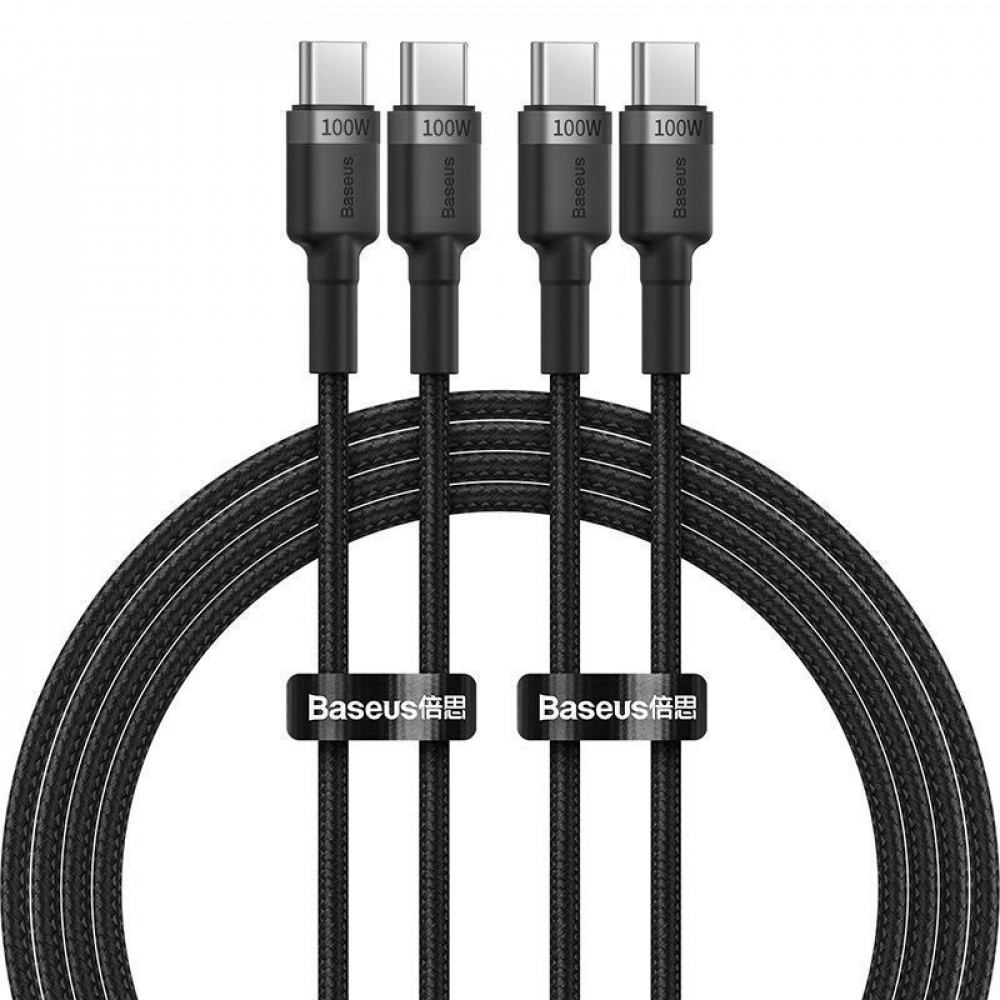 Кабель Baseus Cafule Type-C to Type-C 100W 2m (2pcs) gray/red