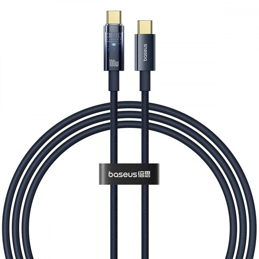 Кабель Baseus Explorer Series Auto Power-Off Type-C to Type-C 100W (1m) blue