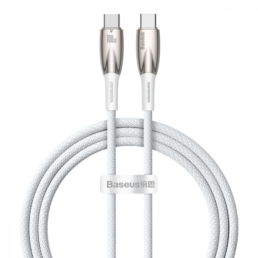 Кабель Baseus Glimmer Series Fast Charging Type-C to Type-C 100W (1m) white