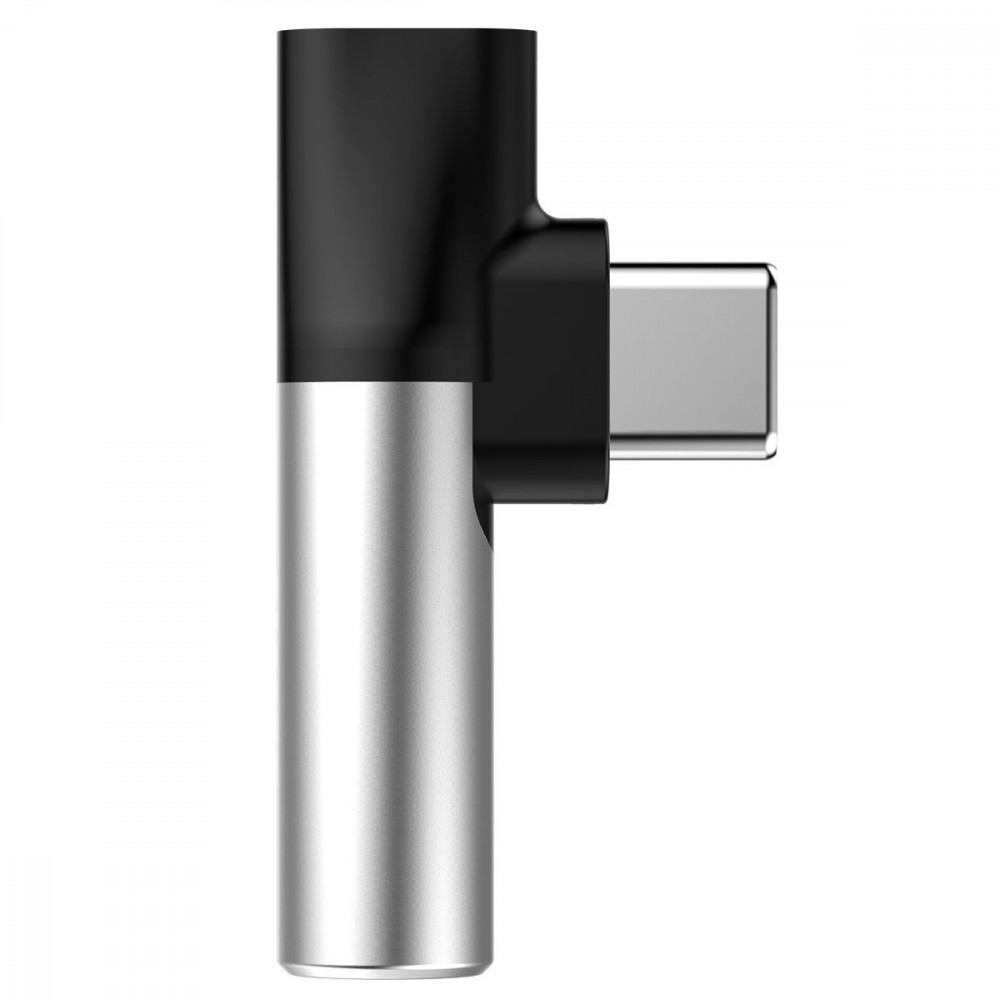 Перехідник AUX Baseus L41 Type-C to Type-C + 3.5mm silver/black