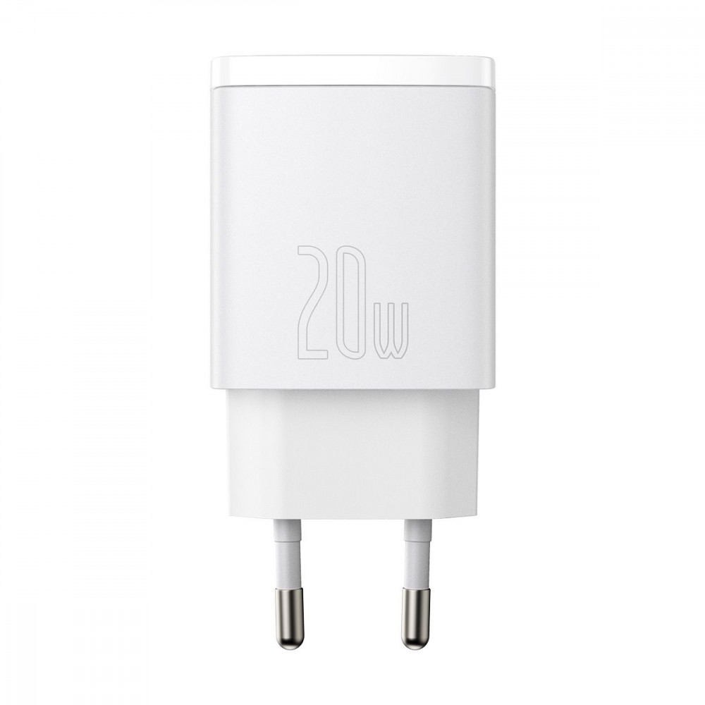 МЗП Baseus Compact Quick Charger 20W QC+ PD (1Type-C + 1USB) white