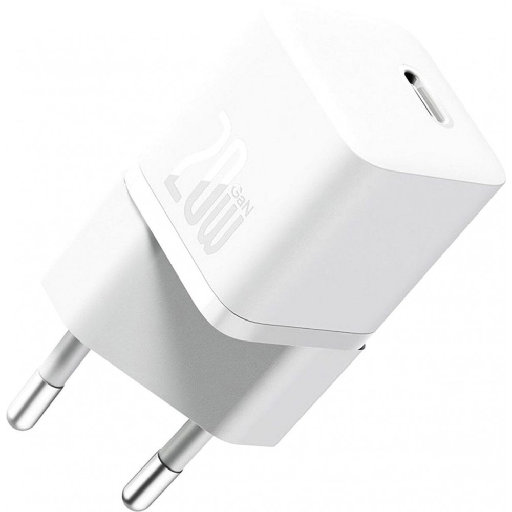 МЗП Baseus GaN5 Mini Fast Charger 20W ( Type-C ) + Кабель Type-C to Type-C 100W (1m) white