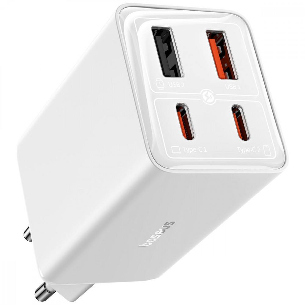 МЗП Baseus GaN6 Pro Fast Charger 65W (2 Type-C + 2 USB) white