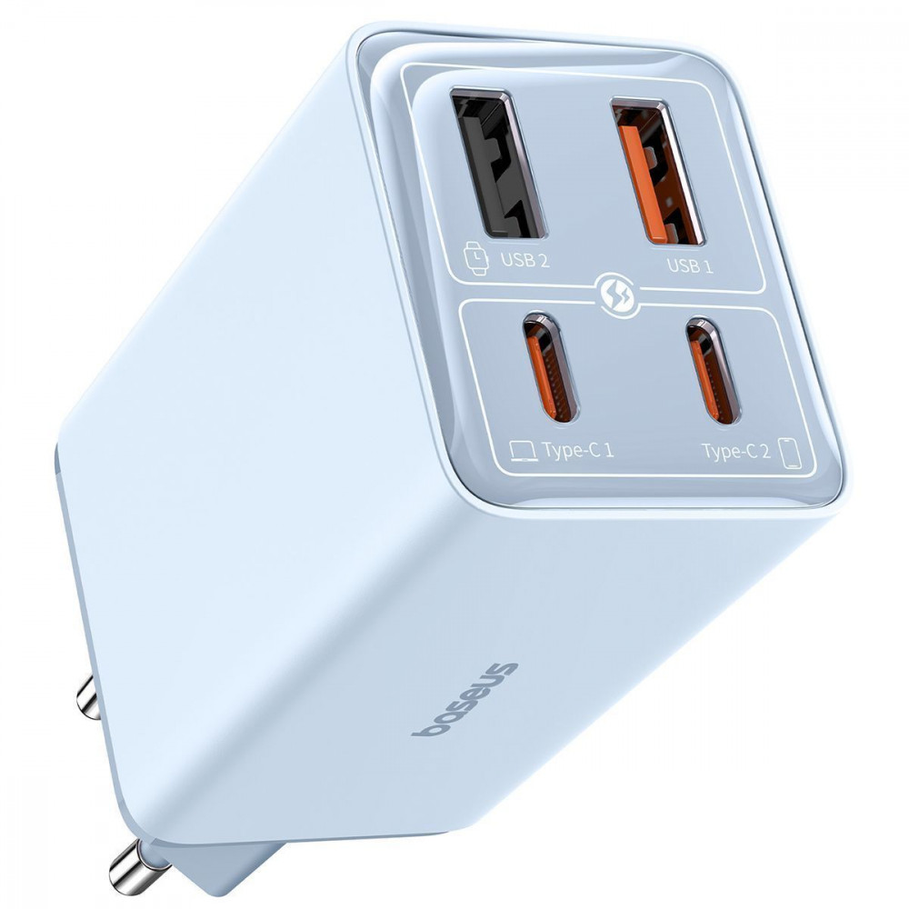 МЗП Baseus GaN6 Pro Fast Charger 65W (2 Type-C + 2 USB) blue