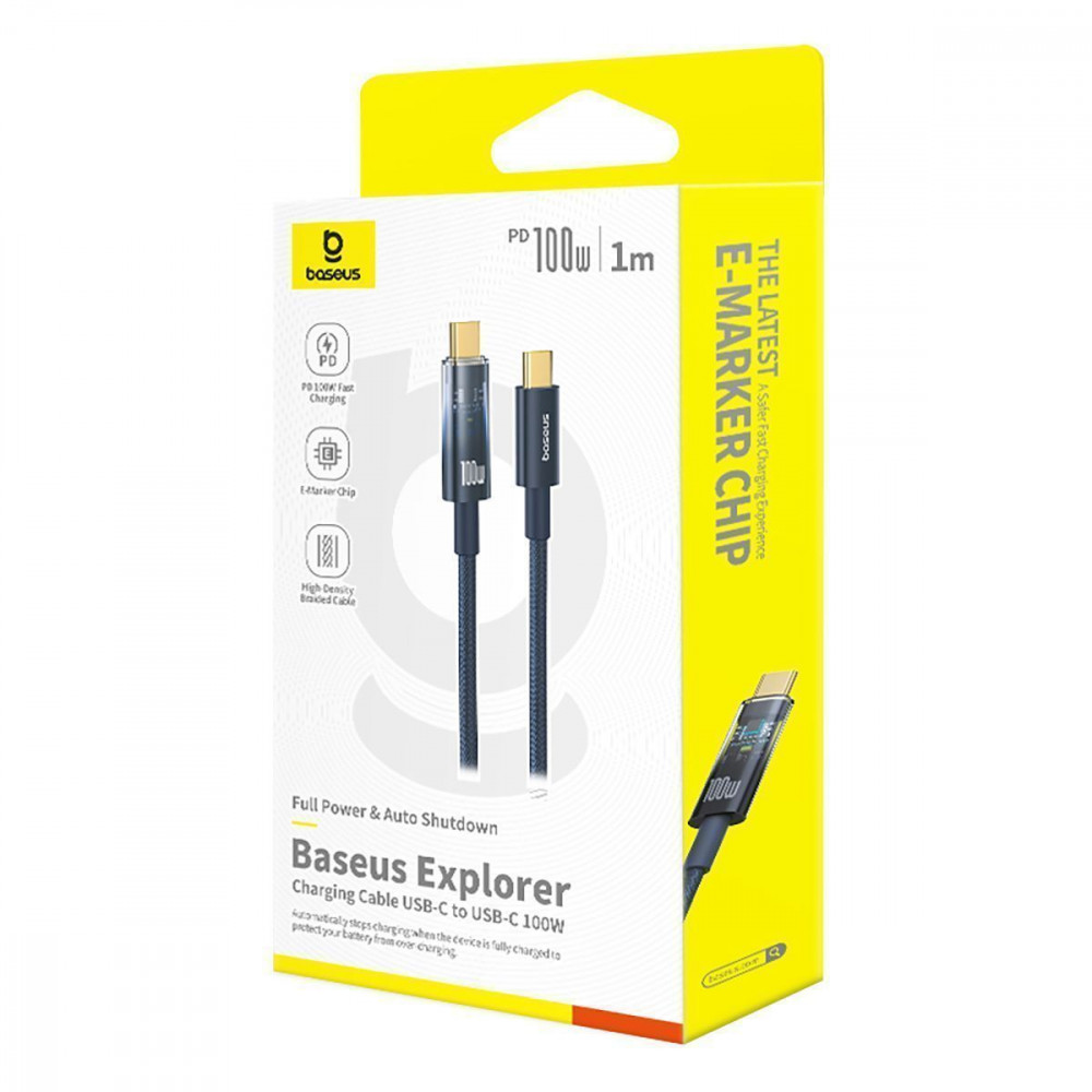 Кабель Baseus Explorer Series Auto Power-Off Type-C to Type-C 100W (1m) black
