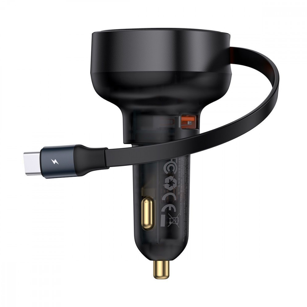 АЗП Baseus Enjoyment Pro Car Charger USB + Retractable Type-C Cable 60W black