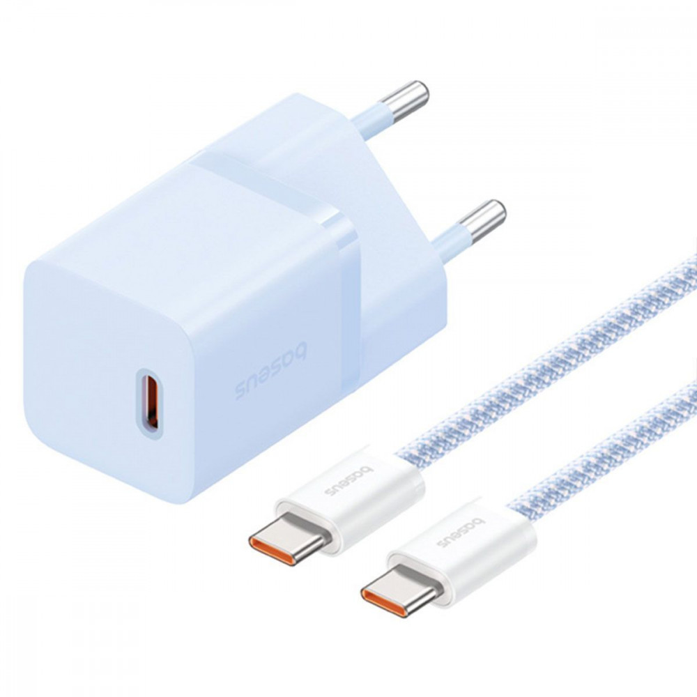 МЗП Baseus GaN5 Mini Fast Charger 30W ( Type-C ) + Кабель Type-C  to Type-C 100W (1m) blue