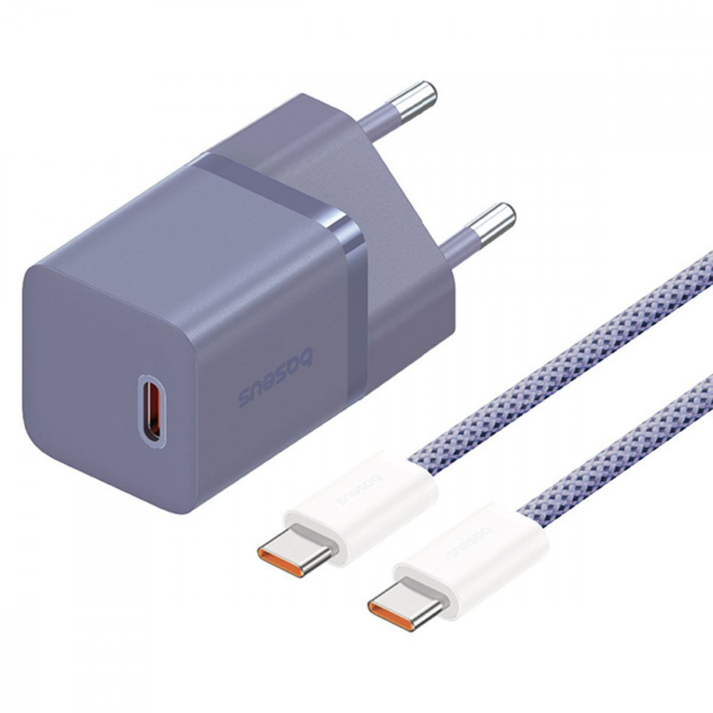 МЗП Baseus GaN5 Mini Fast Charger 30W ( Type-C ) + Кабель Type-C  to Type-C 100W (1m) purple