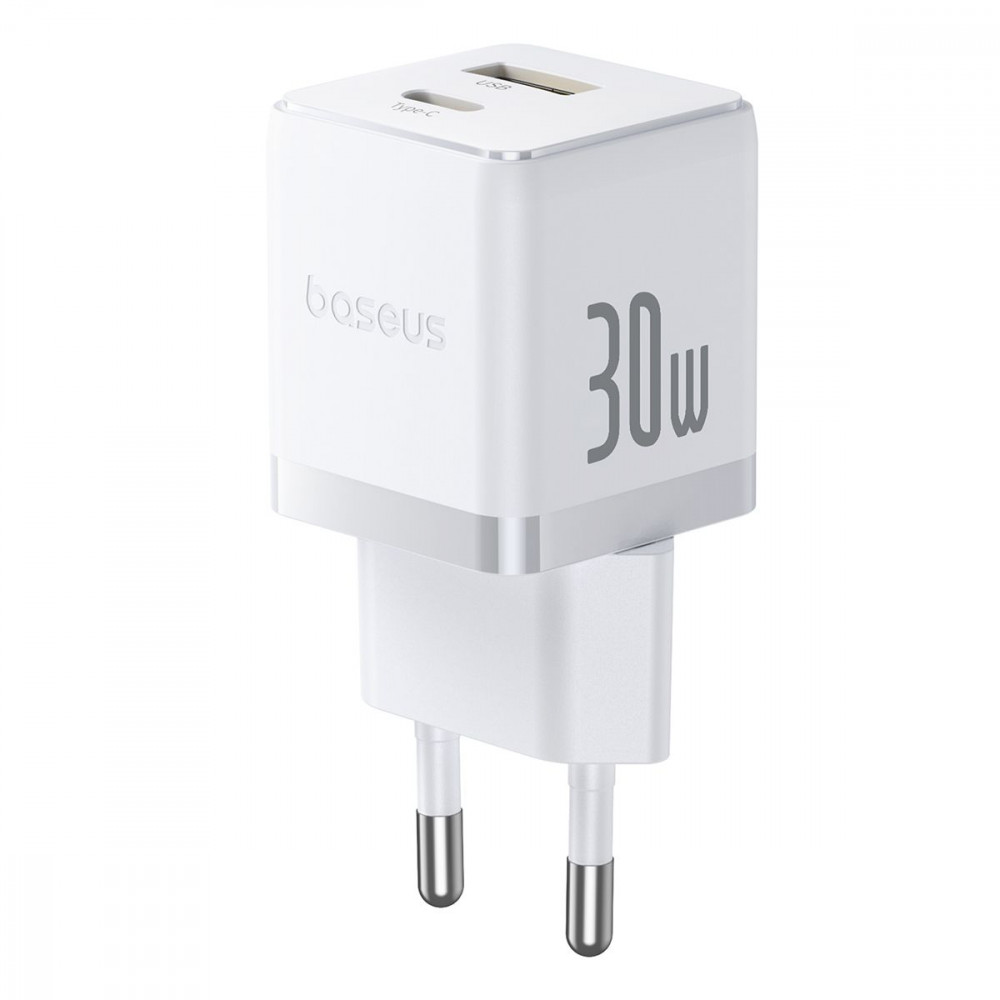 МЗП Baseus Palm Fast Charger 30W (Type-C + USB) 30W + Кабель Type-C to Type-C 60W (1m) white