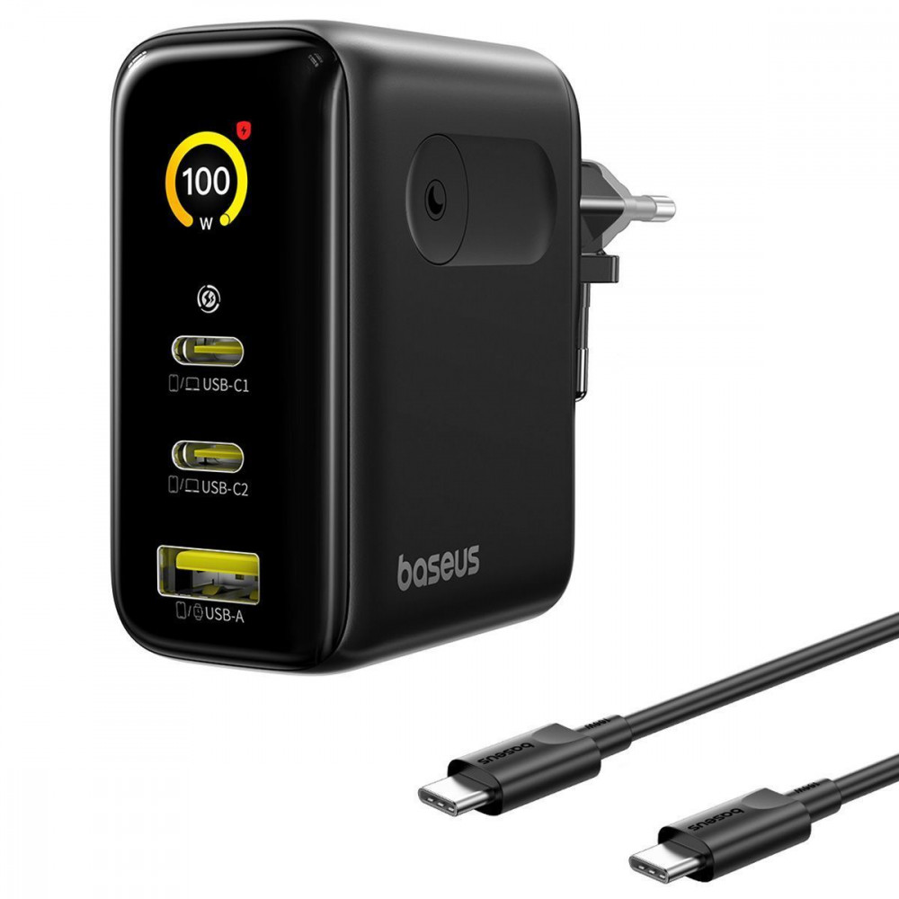 МЗП Baseus PicoGo AE21 100W  (2Type-C + USB) + Кабель Type-C to Type-C 100W  (1.5m) black