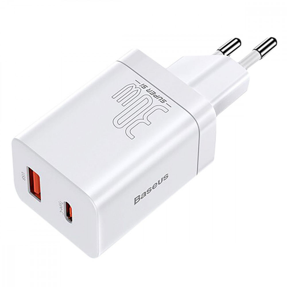 МЗП Baseus Super Si Pro Quick Charger 30W (Type-C+USB) white