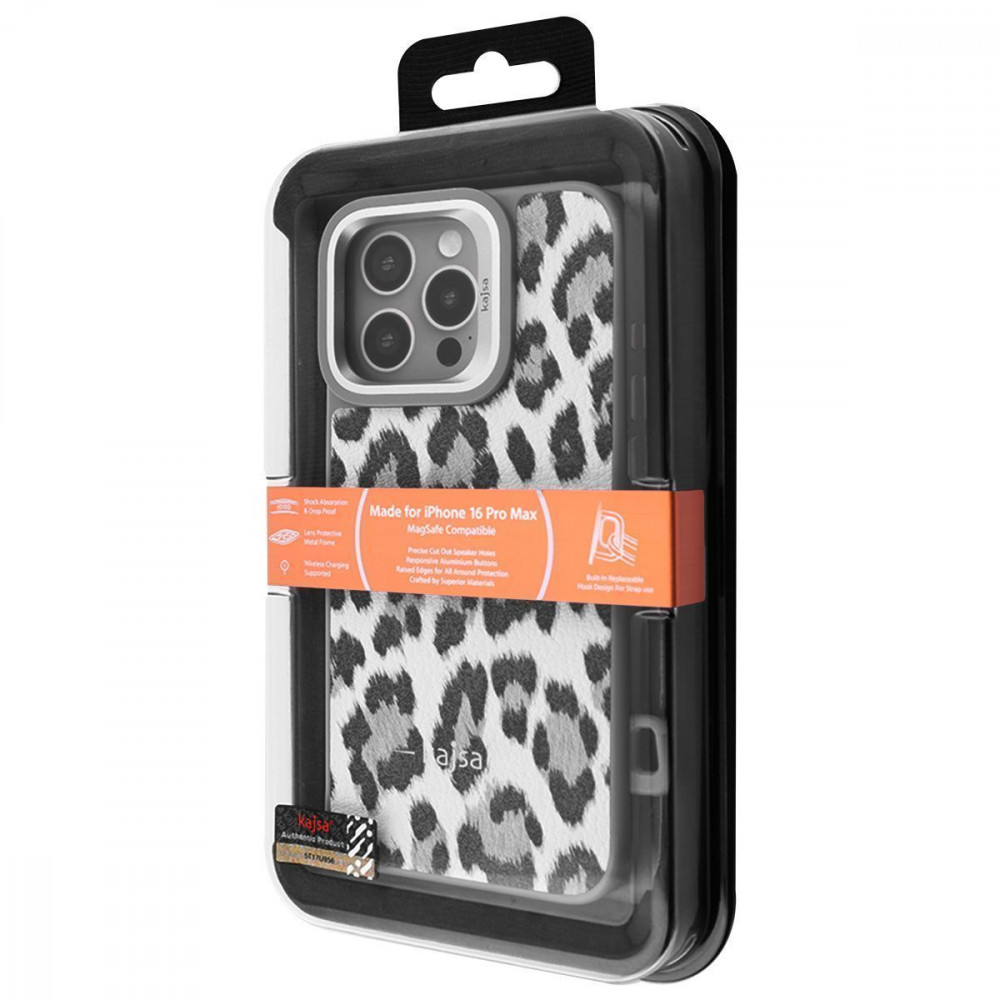 Чохол Kajsa Leopard Pattern with Magnetic Ring iPhone 16 Pro Max black