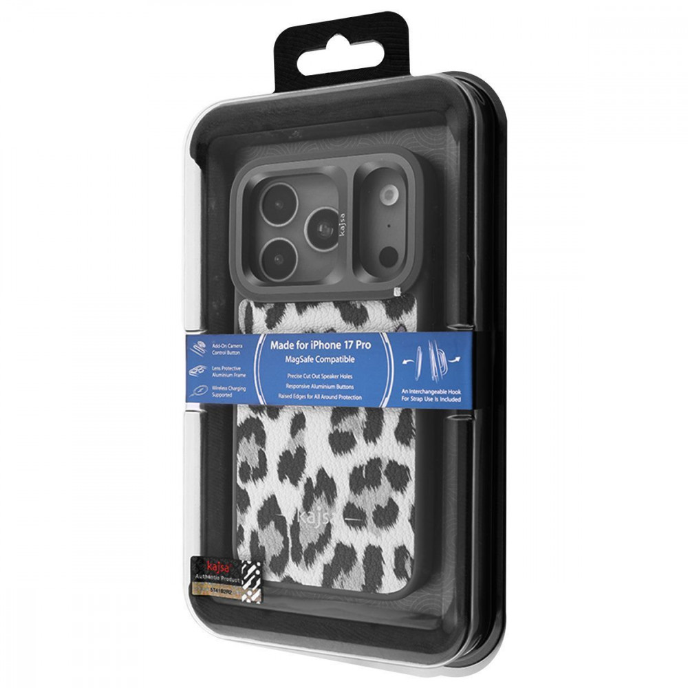 Чохол Kajsa Leopard Pattern with Magnetic Ring iPhone 17 Pro desert titanium